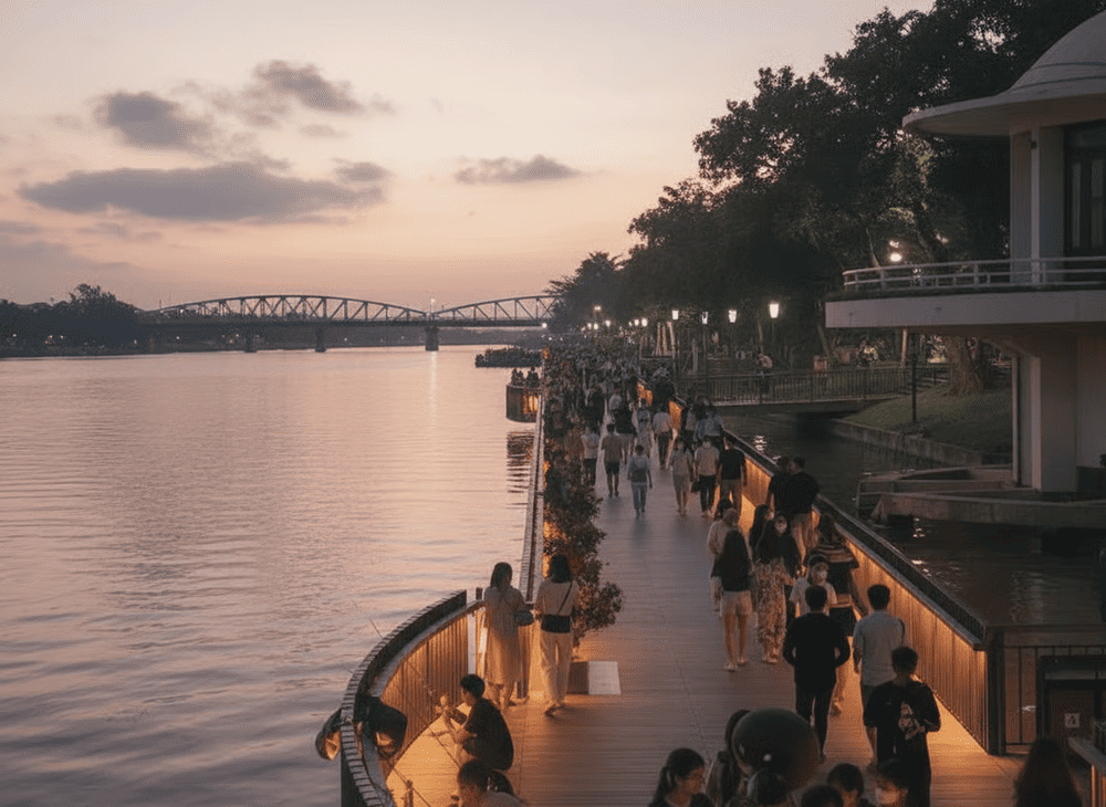 Phố đi bộ Nguyễn Đình Chiểu là nơi lý tưởng để dạo chơi và hòa mình vào không khí văn hóa Huế